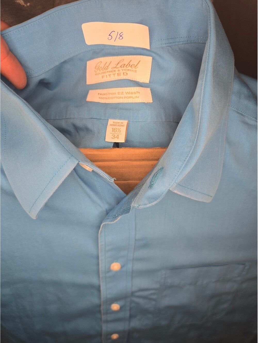 Gold Label Fitted Light Blue Dress Shirt Size 16.5 34